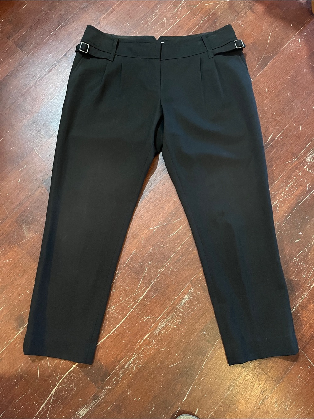 🌻3/$15🌻 LOFT Black Tailored Women's Cropped Dress Pants with Waist Buckles